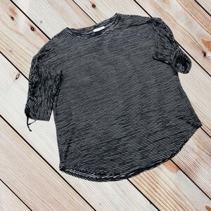 Max Studio M black/white dolman cinched sleeve top